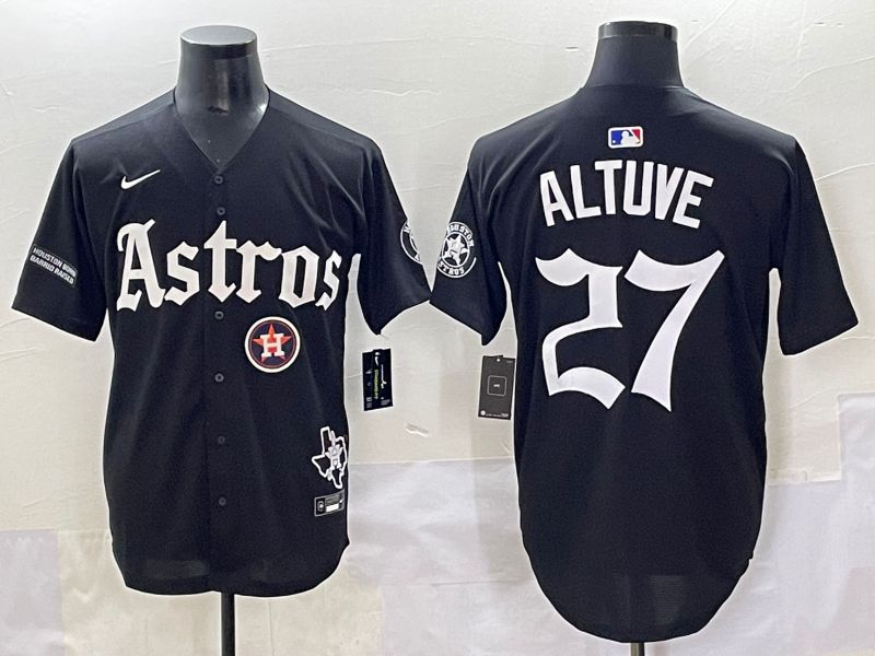 Men 2025 Houston Astros #27 Altuve Black Five generations Joint Name Nike MLB Jersey style 22